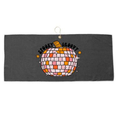 Spooky Groovy Pumpkin Halloween Day Retro Halloween Large Microfiber Waffle Golf Towel