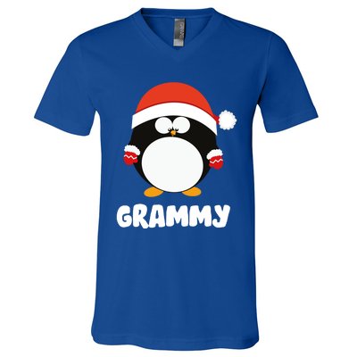 Santa Grammy Penguin Christmas Family Matching Costume Gift V-Neck T-Shirt