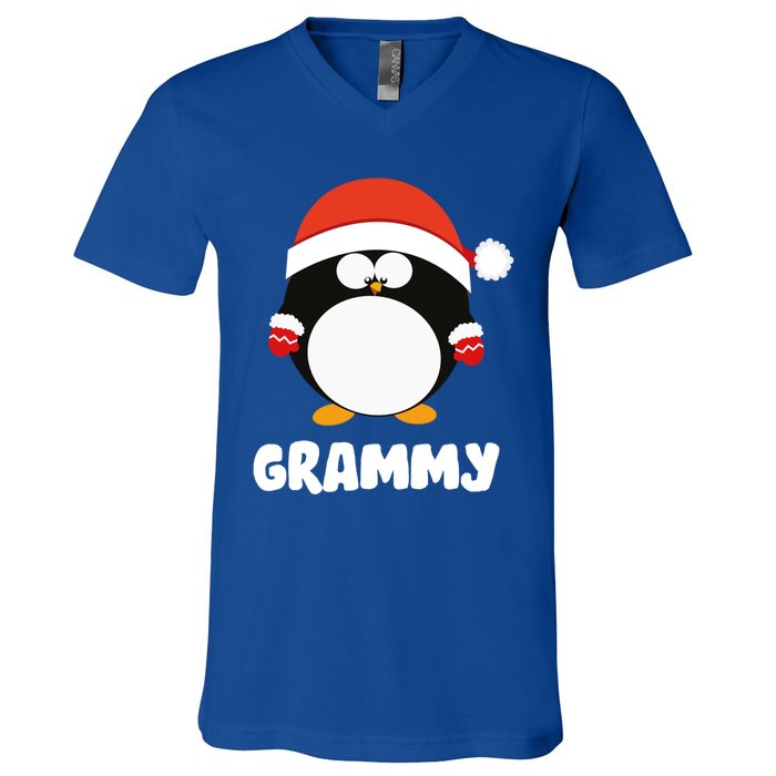 Santa Grammy Penguin Christmas Family Matching Costume Gift V-Neck T-Shirt