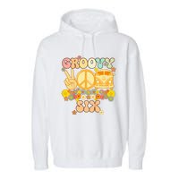 Six Groovy Party Decorations Hippie Groovy Flowers 6th Bday Garment-Dyed Fleece Hoodie