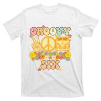 Six Groovy Party Decorations Hippie Groovy Flowers 6th Bday T-Shirt