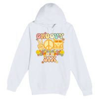 Six Groovy Party Decorations Hippie Groovy Flowers 6th Bday Premium Pullover Hoodie