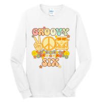 Six Groovy Party Decorations Hippie Groovy Flowers 6th Bday Tall Long Sleeve T-Shirt