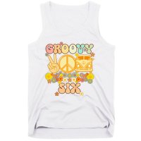 Six Groovy Party Decorations Hippie Groovy Flowers 6th Bday Tank Top