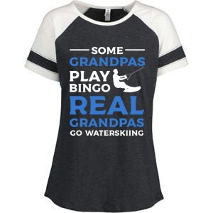 Some Grandpas Play Bingo Real Grandpas Go Waterskiing Great Gift Enza Ladies Jersey Colorblock Tee