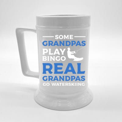 Some Grandpas Play Bingo Real Grandpas Go Waterskiing Great Gift Beer Stein