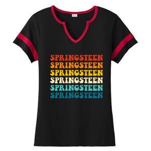 Springsteen Groovy Party Everyday Casual Ladies Halftime Notch Neck Tee