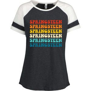 Springsteen Groovy Party Everyday Casual Enza Ladies Jersey Colorblock Tee