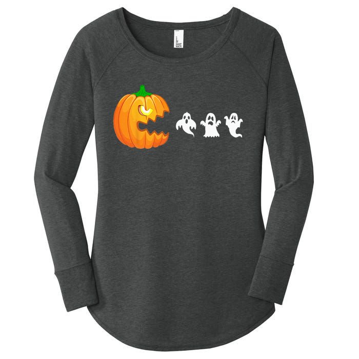 Spooky Gamer: Pumpkin Devouring Ghostly Fun Women's Perfect Tri Tunic Long Sleeve Shirt