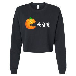 Spooky Gamer: Pumpkin Devouring Ghostly Fun Cropped Pullover Crew