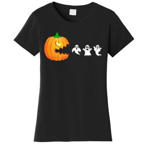 Spooky Gamer: Pumpkin Devouring Ghostly Fun Women's T-Shirt