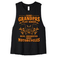 Some Grandpas Play Bingo Real Grandpas Ride Motorcycles Gift Women's Racerback Cropped Tank