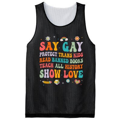 Say Gay Protect Tran Read Banned Books Lgbt Mesh Reversible Basketball Jersey Tank