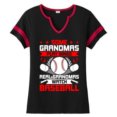 Some Grandmas Play Bingo Real Grandmas Watch Baseball Gift Ladies Halftime Notch Neck Tee