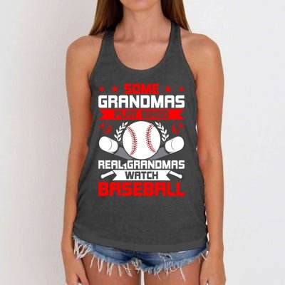 Some Grandmas Play Bingo Real Grandmas Watch Baseball Gift Women's Knotted Racerback Tank