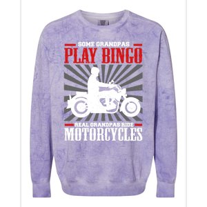 Some Grandpas Play Bingo Real Grandpas Ride Motorcycles Cool Gift Colorblast Crewneck Sweatshirt