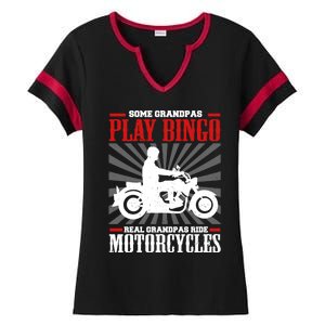 Some Grandpas Play Bingo Real Grandpas Ride Motorcycles Cool Gift Ladies Halftime Notch Neck Tee