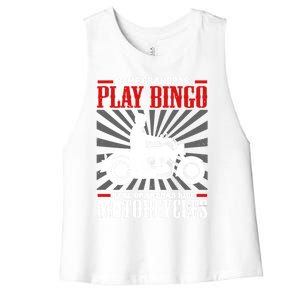 Some Grandpas Play Bingo Real Grandpas Ride Motorcycles Cool Gift Women's Racerback Cropped Tank