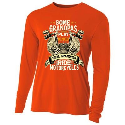 Some Grandpas Play Bingo Real Grandpas Ride Motorcycles Gift Cooling Performance Long Sleeve Crew