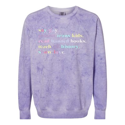 Say Gay Protect Tran Read Banned Books Colorblast Crewneck Sweatshirt