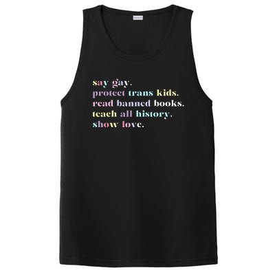 Say Gay Protect Tran Read Banned Books PosiCharge Competitor Tank