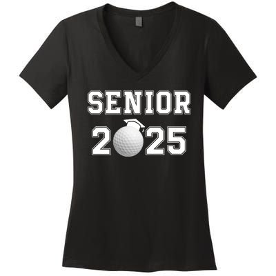 Senior Golf Player Class Of 2025 Senior High School Grad Senior Class Of 2025 Women's V-Neck T-Shirt