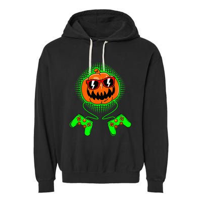 Spooky Gamer Pumpkin Halloween Costume Garment-Dyed Fleece Hoodie