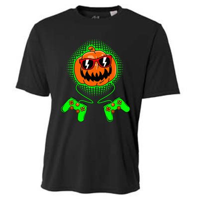 Spooky Gamer Pumpkin Halloween Costume Cooling Performance Crew T-Shirt