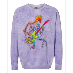 Skeleton Graphic Playing Guitar Rock Band Colorblast Crewneck Sweatshirt