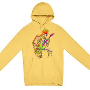 Skeleton Graphic Playing Guitar Rock Band Premium Pullover Hoodie