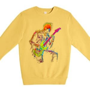 Skeleton Graphic Playing Guitar Rock Band Premium Crewneck Sweatshirt