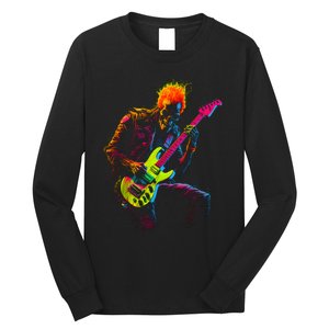 Skeleton Graphic Playing Guitar Rock Band Long Sleeve Shirt