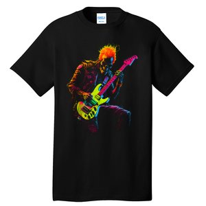 Skeleton Graphic Playing Guitar Rock Band Tall T-Shirt