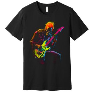 Skeleton Graphic Playing Guitar Rock Band Premium T-Shirt