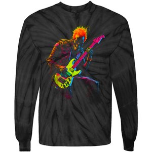 Skeleton Graphic Playing Guitar Rock Band Tie-Dye Long Sleeve Shirt