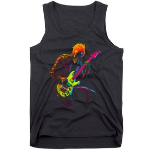 Skeleton Graphic Playing Guitar Rock Band Tank Top