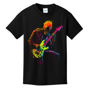 Skeleton Graphic Playing Guitar Rock Band Kids T-Shirt