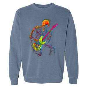 Skeleton Graphic Playing Guitar Rock Band Garment-Dyed Sweatshirt