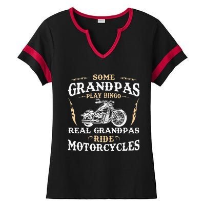 Some Grandpas Play Bingo Real Grandpas Ride Motorcycles Ladies Halftime Notch Neck Tee