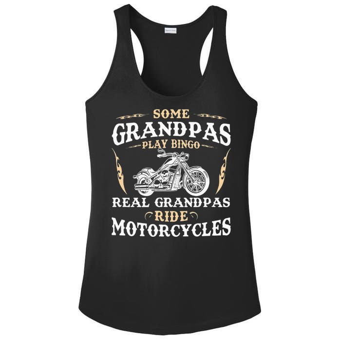 Some Grandpas Play Bingo Real Grandpas Ride Motorcycles Ladies PosiCharge Competitor Racerback Tank