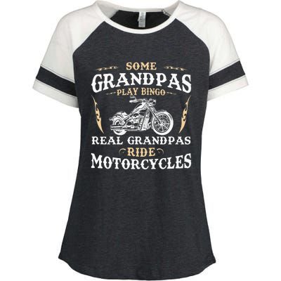 Some Grandpas Play Bingo Real Grandpas Ride Motorcycles Enza Ladies Jersey Colorblock Tee