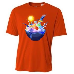 Space Galaxy Planets Cereal Bowl Cooling Performance Crew T-Shirt