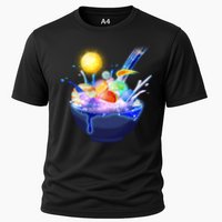 Space Galaxy Planets Cereal Bowl Cooling Performance Crew T-Shirt
