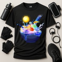 Space Galaxy Planets Cereal Bowl Cooling Performance Crew T-Shirt