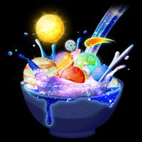Space Galaxy Planets Cereal Bowl Cooling Performance Crew T-Shirt