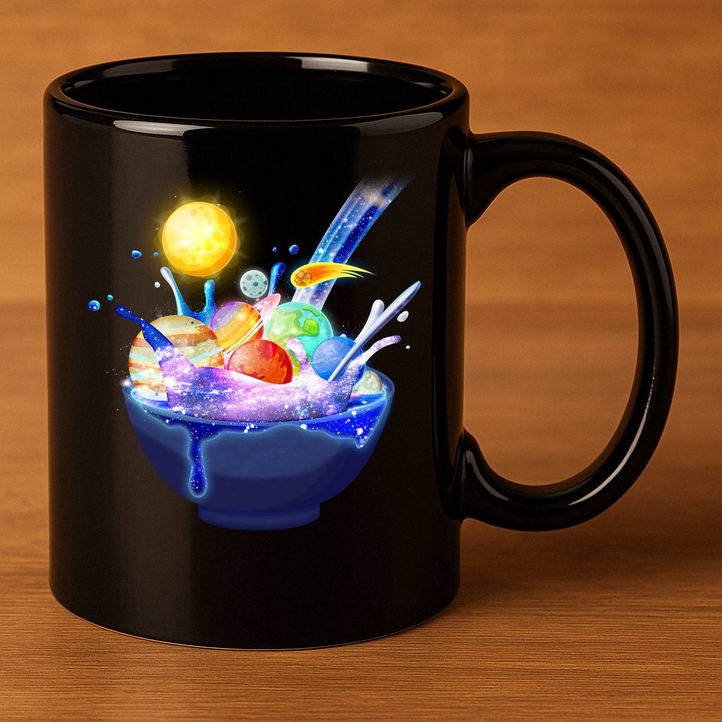 Space Galaxy Planets Cereal Bowl 11oz C Handle Ceramic Mug