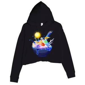 Space Galaxy Planets Cereal Bowl Crop Fleece Hoodie