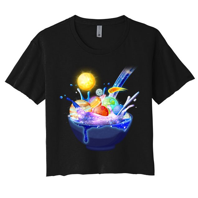 Space Galaxy Planets Cereal Bowl Women's Crop Top Tee