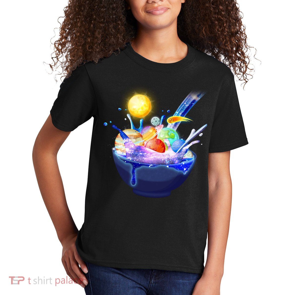 Space Galaxy Planets Cereal Bowl Kids T-Shirt