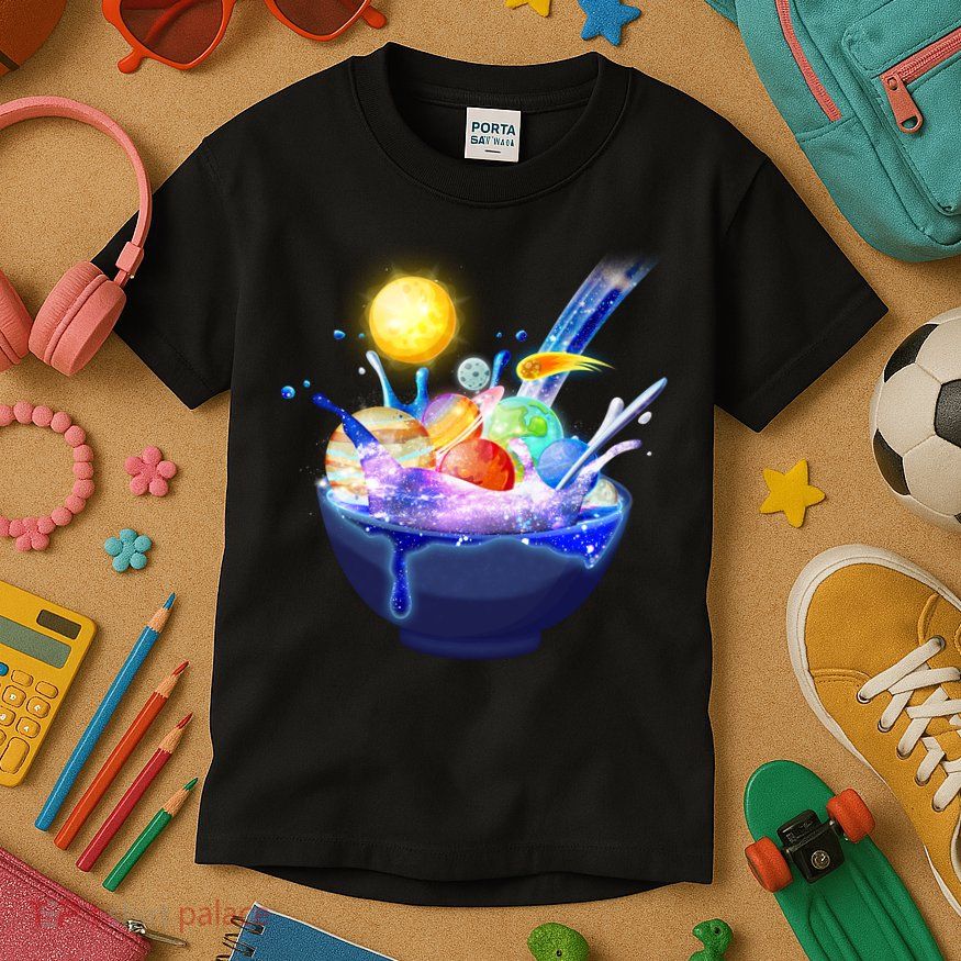 Space Galaxy Planets Cereal Bowl Kids T-Shirt
